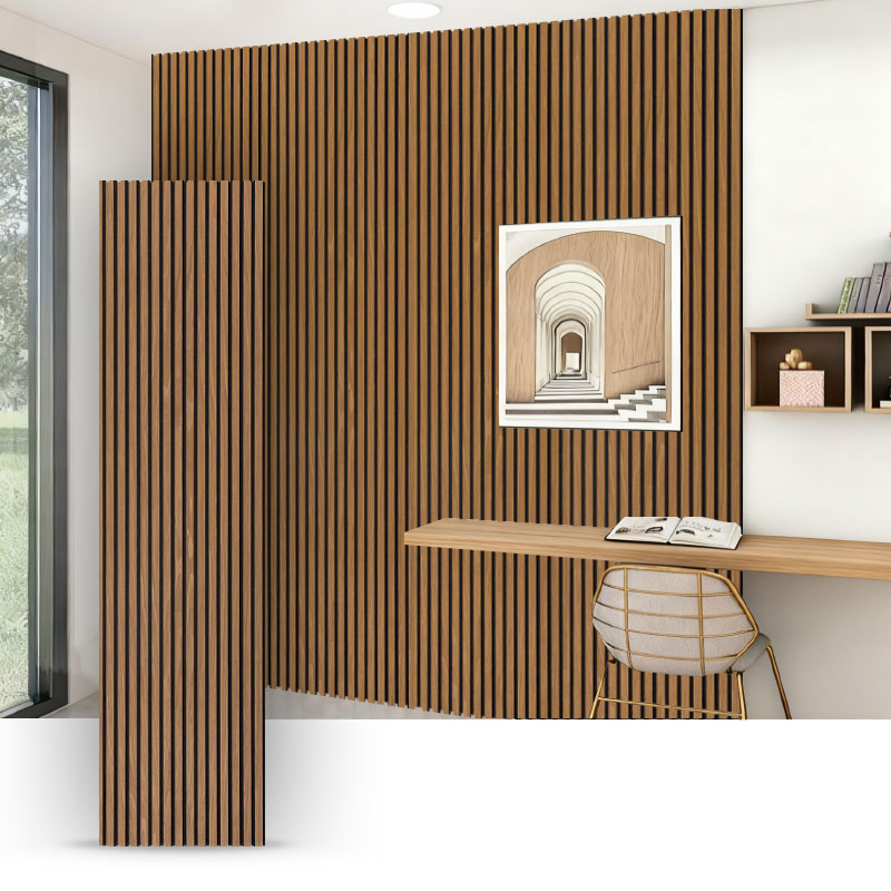 Dinding Gril/Panel Dinding Akustik (Dibalut Venir Kayu Kejuruteraan 3 Sebelah) - Warna Bijian Kayu 2400/2700mm x 600mm