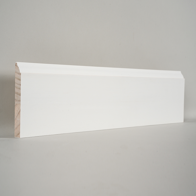 Papan Skirting Pine (Pengisi-Primed & Putih Mutiara) 3/5' x 4 1/4'