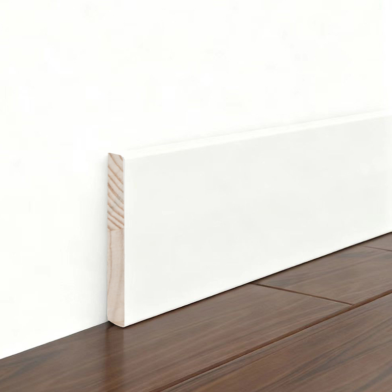 Papan Skirting Kayu Pine(Dilapisi Pengisi dan Dicat)- Putih 3/5' x 3 1/6'-A