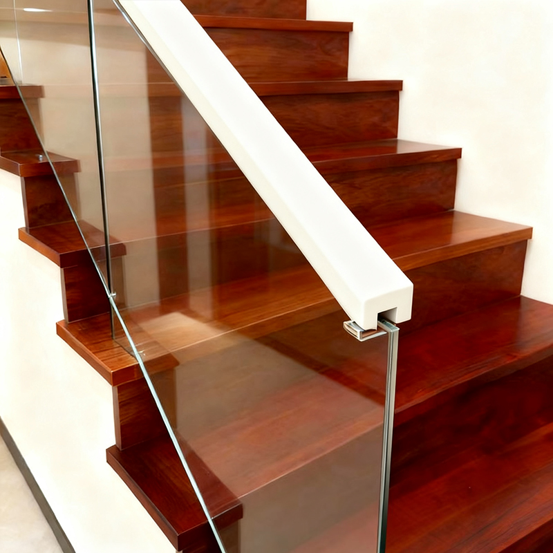 Pegangan Tangga Kayu Pepejal (Pengisi-Prim dan Dicat)-Swiss Putih 1 3/7' x 1 3/7'