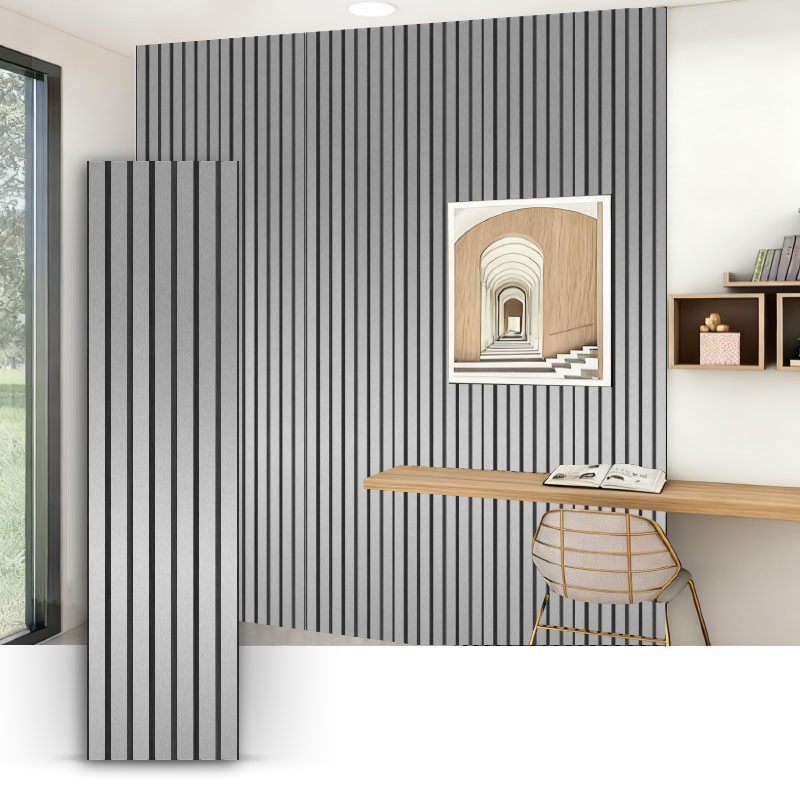 Dinding Gril/Panel Dinding Akustik (Berbalut PVC 3 Sebelah) - Warna Berus Logam 2400/2700mm x 600mm