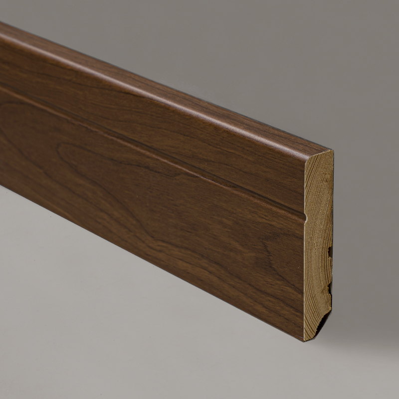 Papan Skirting Kayu Pepejal (Dibalut dengan Venir Walnut Hitam + Cat) - Walnut Hitam 3/5' x 3 1/6'