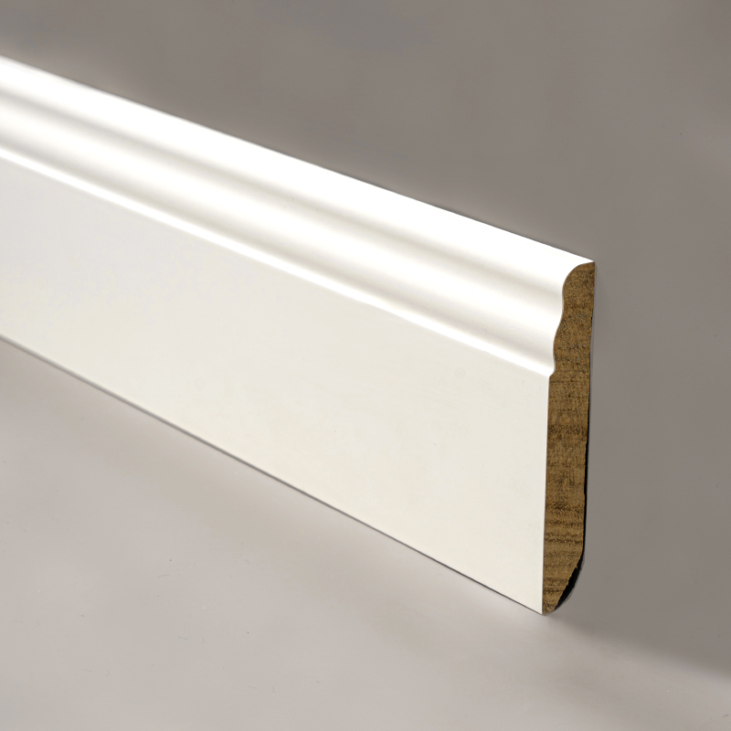 Papan Skirting Kayu Pepejal(Pengisi-Prim dan Dicat)-Putih 3/5' x 3 15/16'