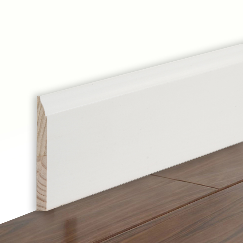 Papan Skirting Pine (Pengisi-Primed & Putih Mutiara) 3/5' x 3 1/4'
