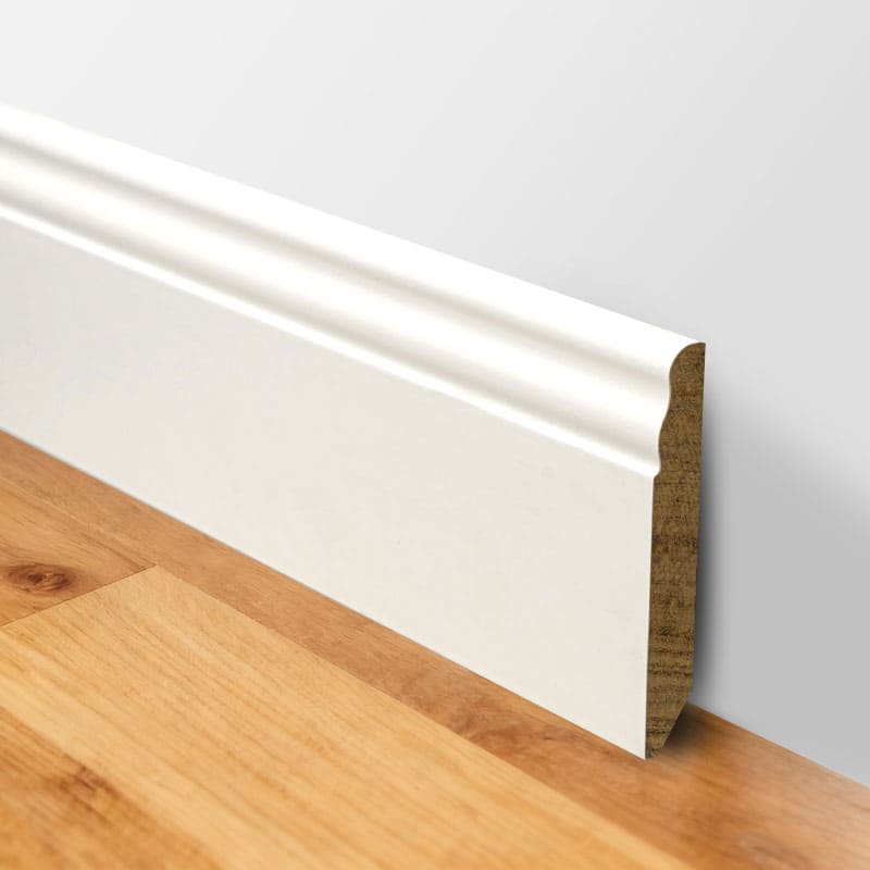 Papan Skirting Kayu Pepejal(Pengisi-Prim dan Dicat)-Putih 3/5' x 3 15/16'