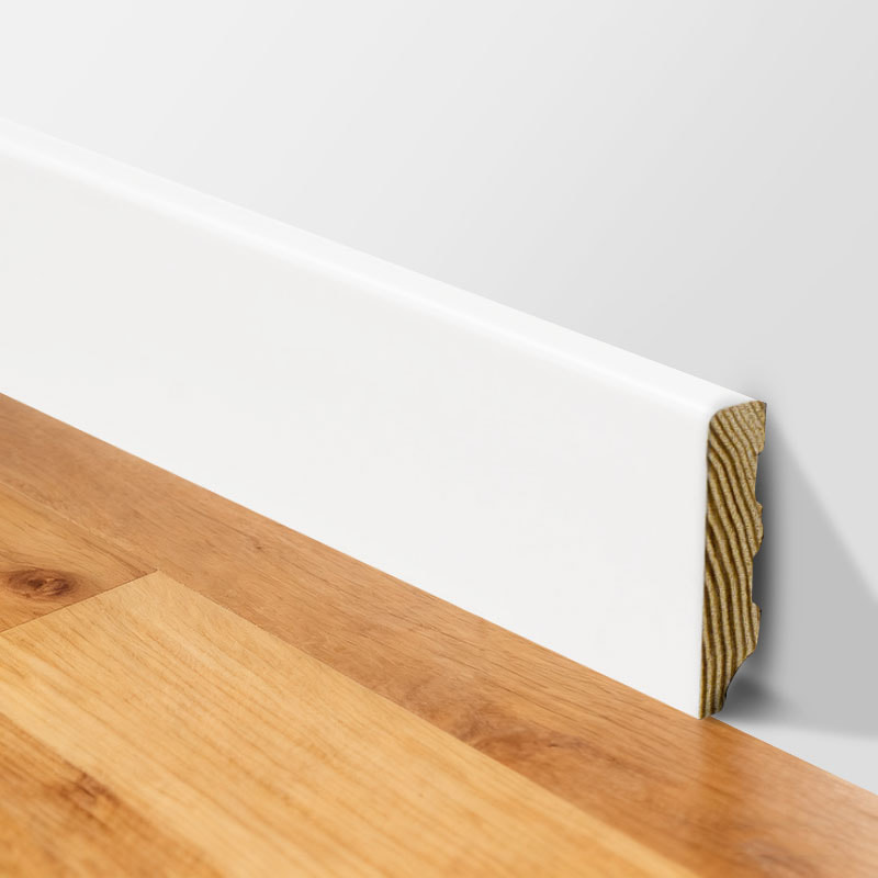 Papan Skirting Kayu Pine(Dilapisi Pengisi dan Dicat)- Putih 1/2' x 2 3/8'