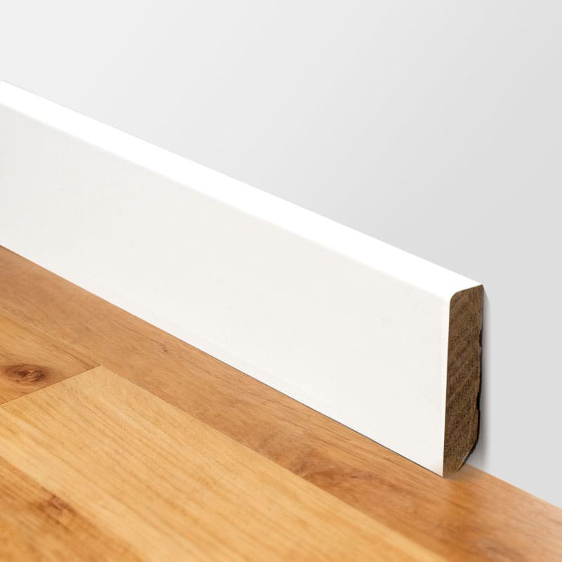 Papan Skirting Kayu Pepejal (Pengisi-Prim dan Dicat)-Putih 1/2' x 2 3/8'