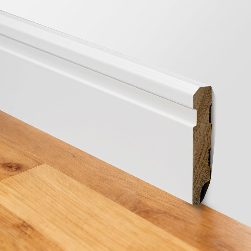 Papan Skirting Kayu Pepejal(Pengisi-Prim dan Dicat)-Putih 3/5' x 3 1/6'