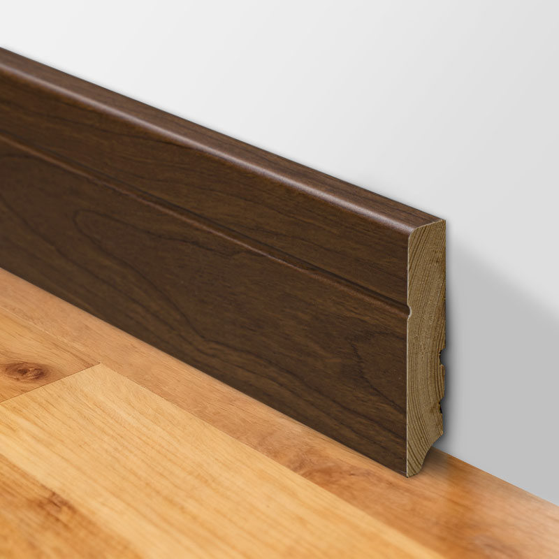 Papan Skirting Kayu Pepejal (Dibalut dengan Venir Walnut Hitam + Cat) - Walnut Hitam 3/5' x 3 1/6'
